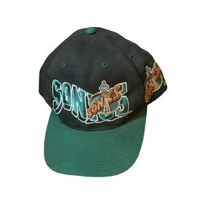 Vintage 90s NBA Seattle SuperSonics Snapback Hat Cap Green Black OSFA